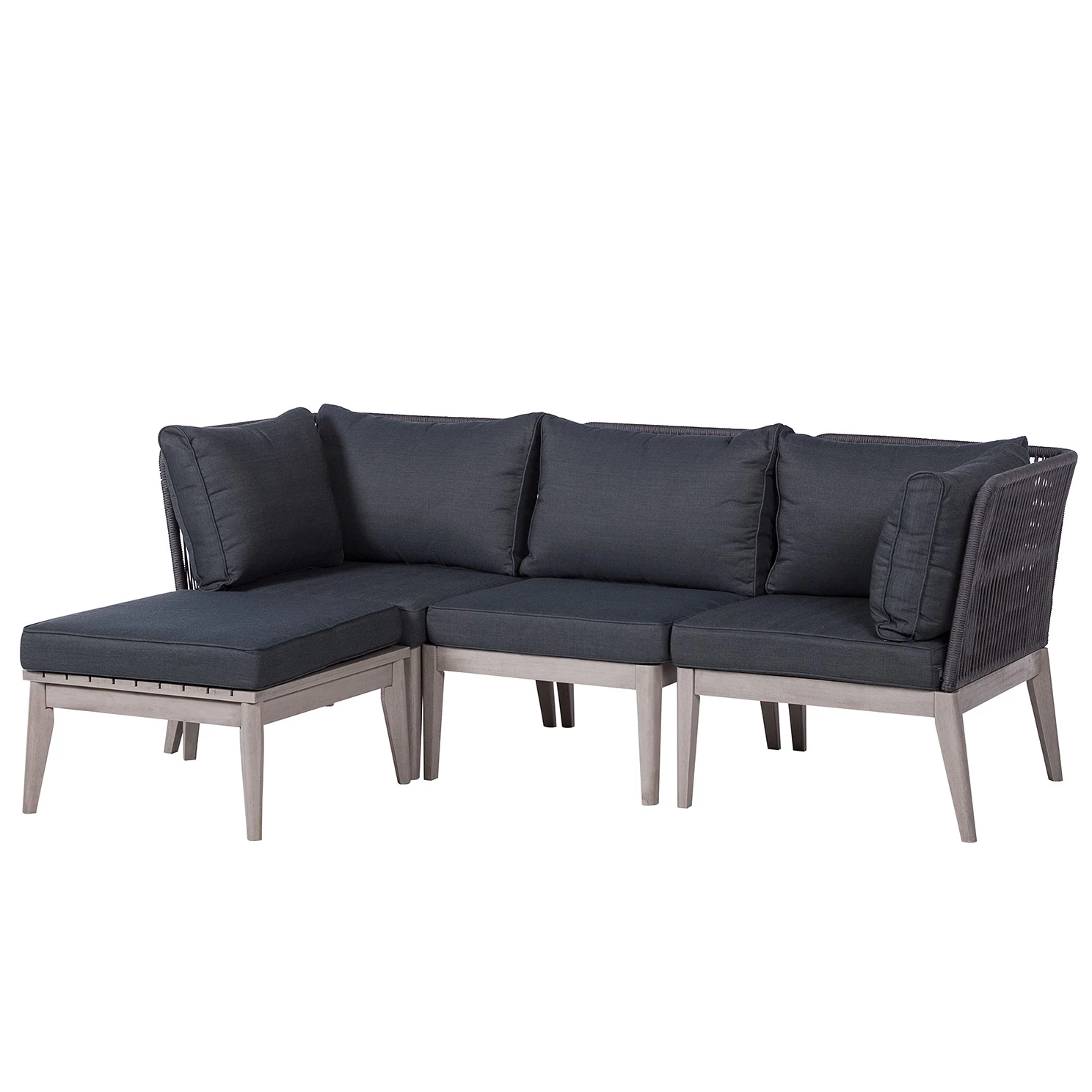 Salon de jardin Fifo I (4 éléments) - Acacia massif / Polyester - Gris