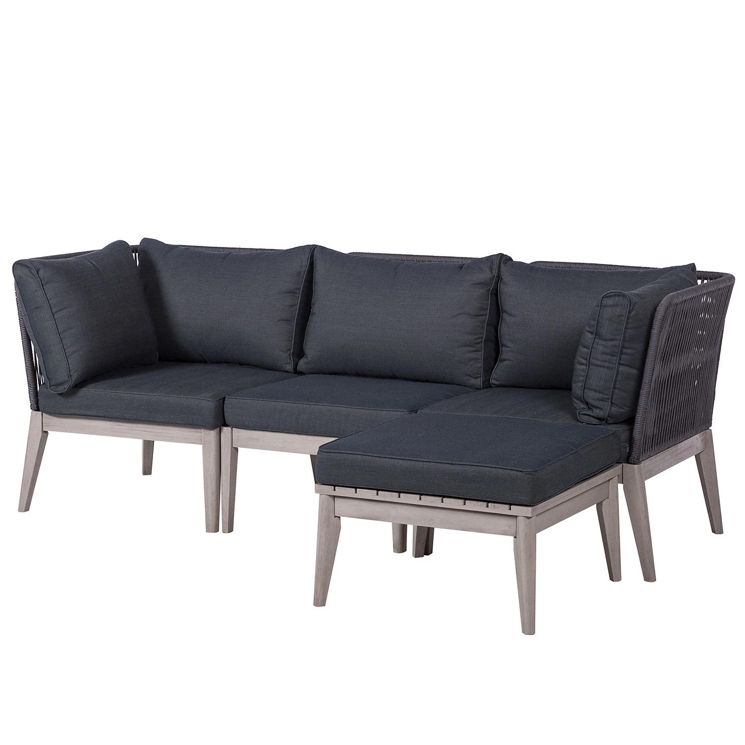 Salon de jardin Fifo I (4 éléments) - Acacia massif / Polyester - Gris – Image 3