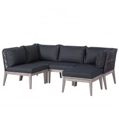 Salon de jardin Fifo I (5 éléments) - Acacia massif / Polyester - Gris