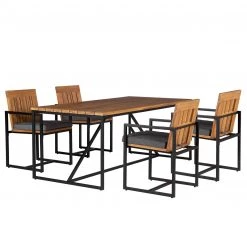 Ensemble de jardin LeRoy I (5 éléments) - Acacia massif / Acier - Marron / Noir