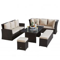 Merxx Ensemble de jardin Barcelona (5 élém.) - Polyrotin / Polyester - Beige / Marron