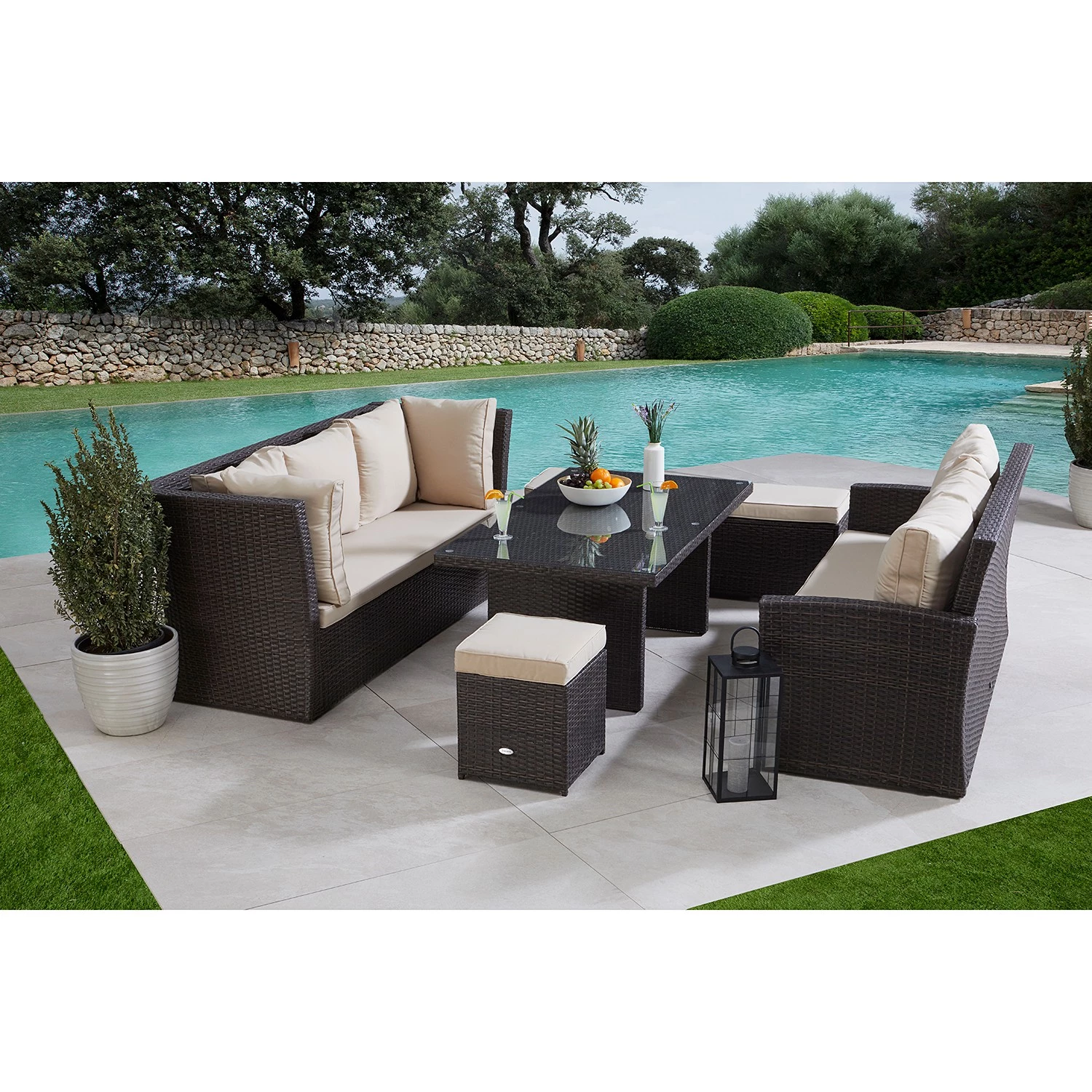 Merxx Ensemble de jardin Barcelona (5 élém.) - Polyrotin / Polyester - Beige / Marron – Image 2