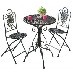 My Flair Ensemble de balcon Valea (3 éléments) - Fer - Marron