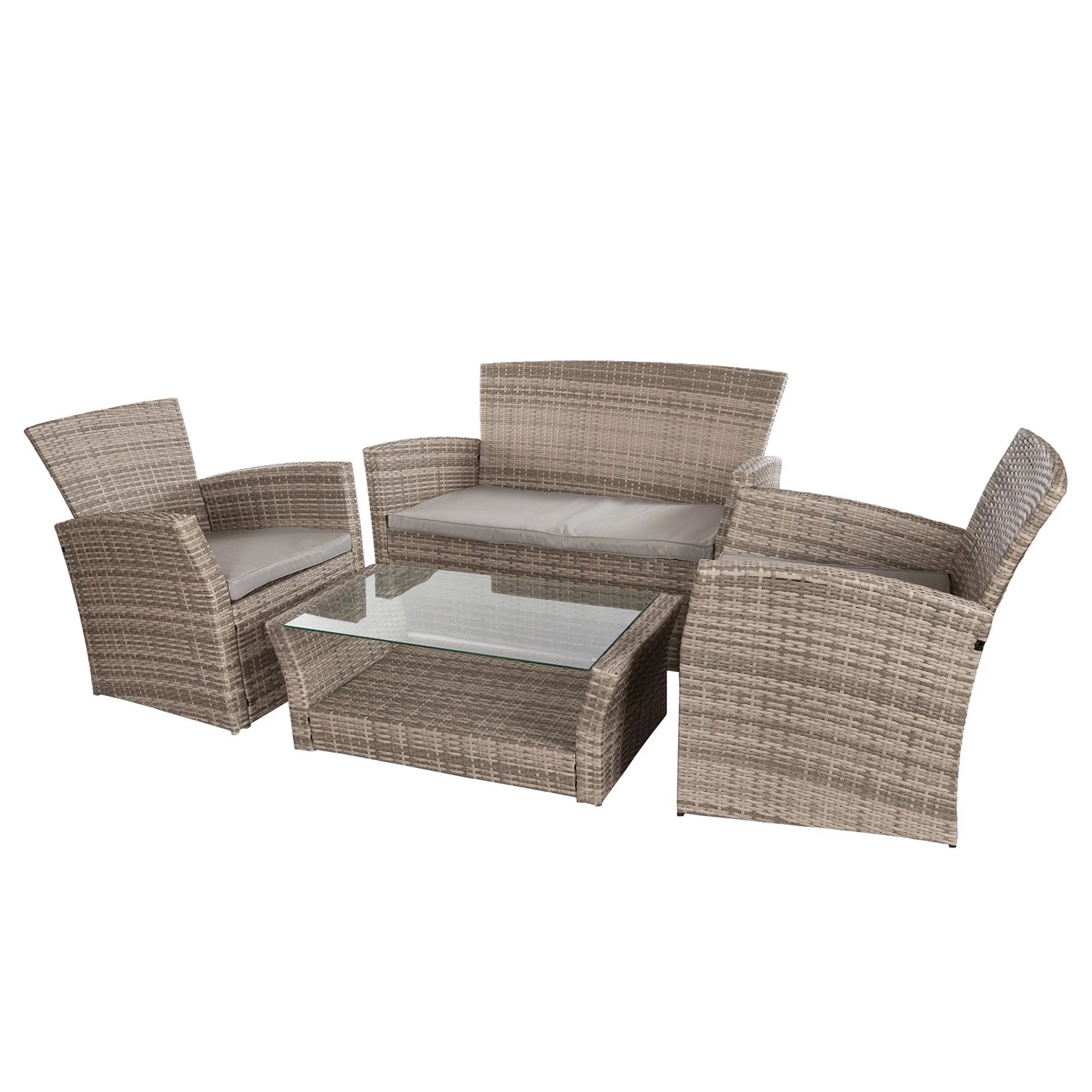 My Flair Salon de jardin Ayora (4 éléments) - Acier / Rotin - Marron