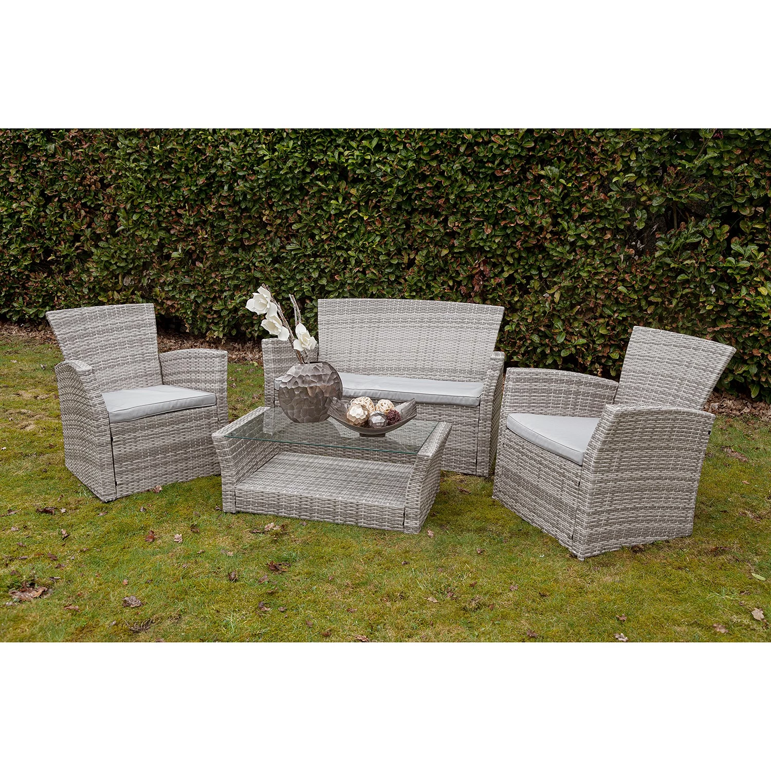 My Flair Salon de jardin Ayora (4 éléments) - Acier / Rotin - Marron – Image 2