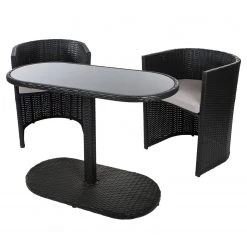 My Flair Ensemble de balcon Tamia (3 éléments) - Fer / Osier - Noir