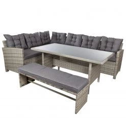 My Flair Ensemble de jardin Broby (3 éléments) - Acier / Rotin - Marron