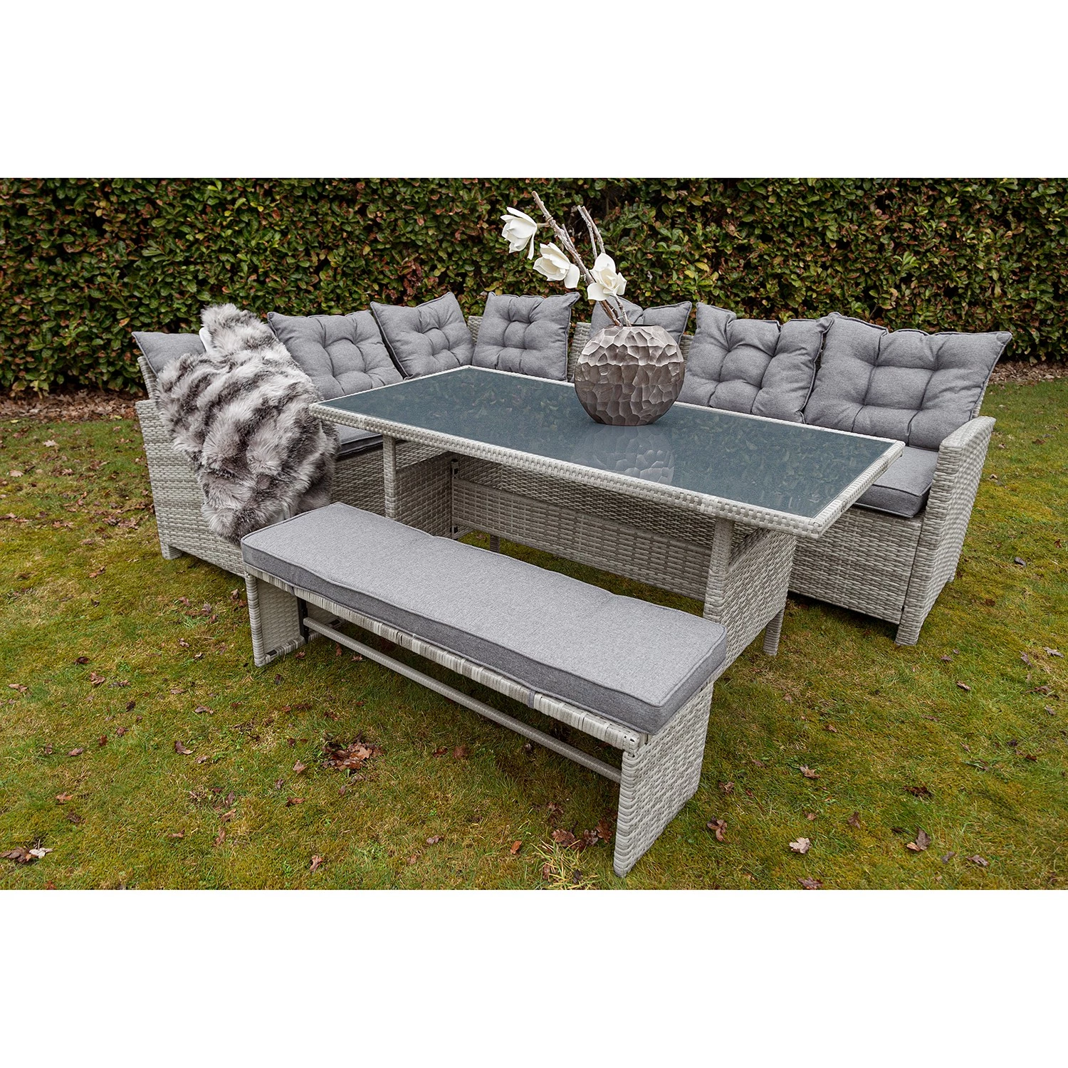 My Flair Ensemble de jardin Broby (3 éléments) - Acier / Rotin - Marron – Image 2