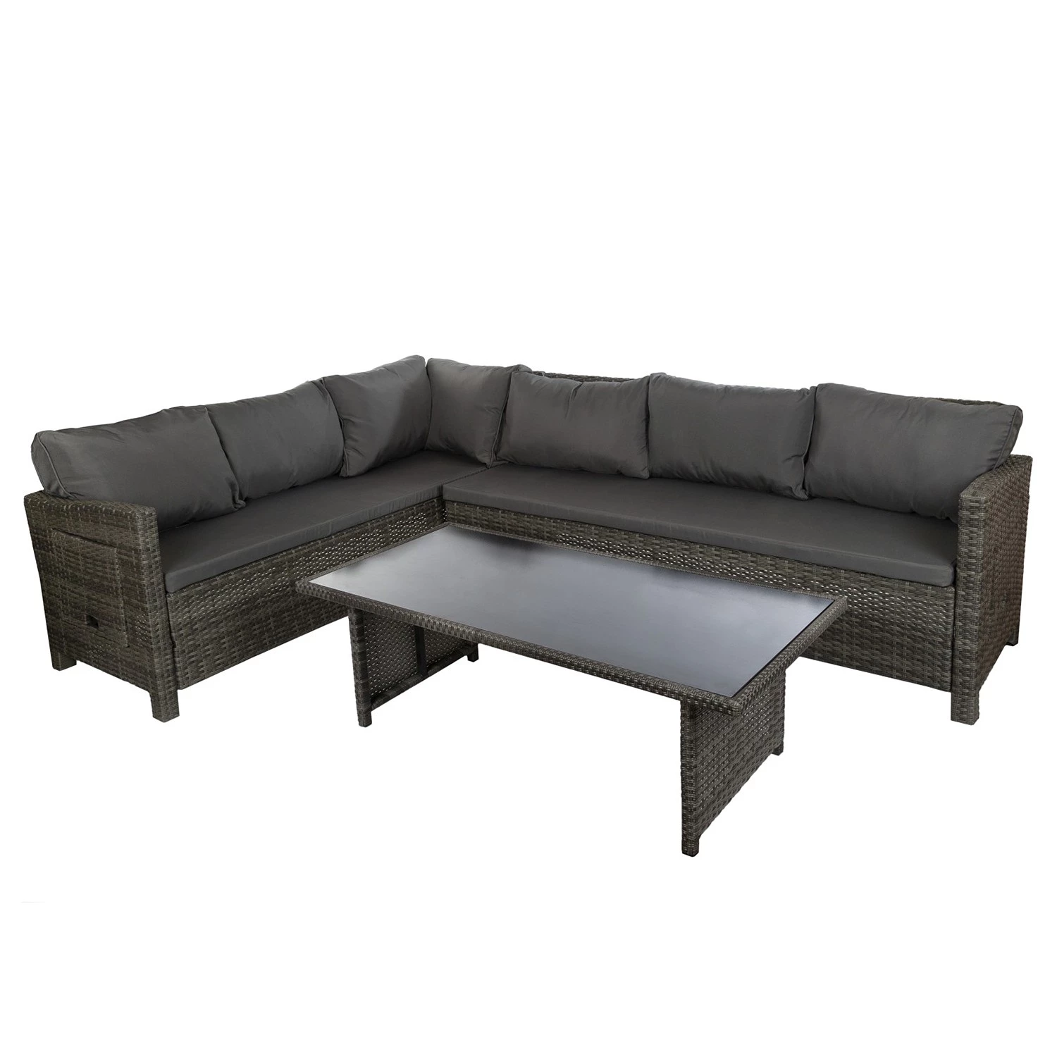 My Flair Salon de jardin Bogus (3 éléments) - Acier / Rotin - Gris