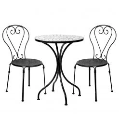 Butlers Table et chaises PALAZZO II (3 éléments) - Fer / Céramique - Noir