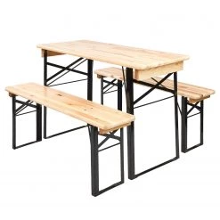 Butlers Table et bancs GOOD COMPANY (3 élém.) - Fer / Partiellement en pin massif - Naturel / Noir