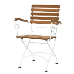 Butlers Chaise de jardin PARKLIFE II - Fer / Partiellement en acacia massif - Blanc / Naturel