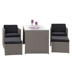 Merxx Ensemble de balcon Merano (11 éléments) - Polyrotin - Noir