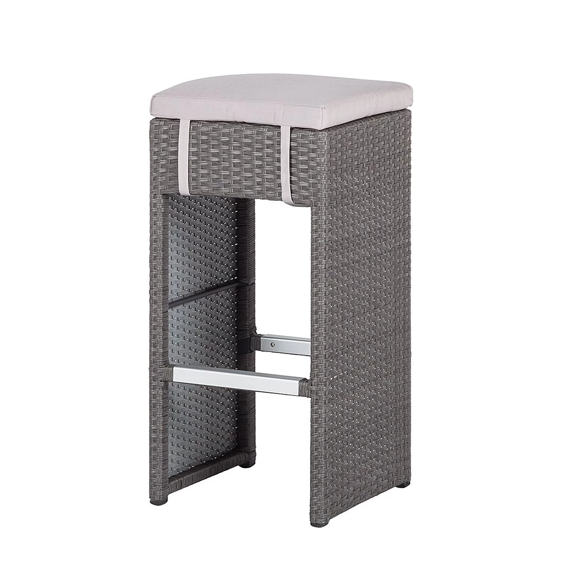 Set de bar de jardin Paradise Lounge - 5 éléments - Polyrotin gris – Image 3