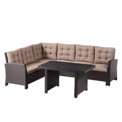 Merxx Ensemble de jardin Salerno (2 éléments) - Polyrotin / Tissu -Marron / CrÚme