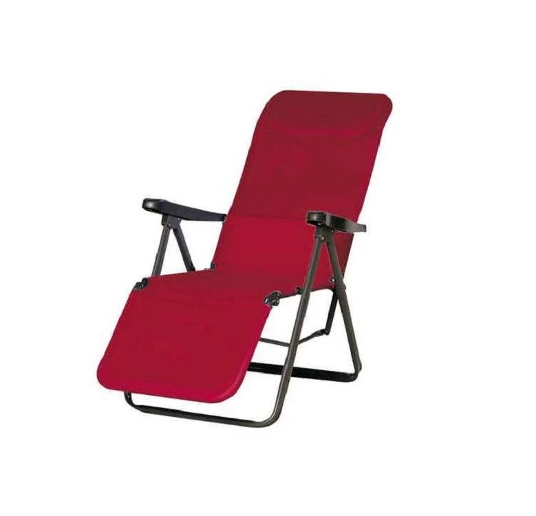 Best Freizeitmöbel Chaise longue Lugano - Tube en acier / Ergotex - Anthracite / Bordeaux