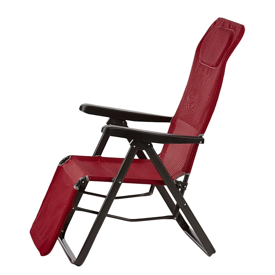 Best Freizeitmöbel Chaise longue Lugano - Tube en acier / Ergotex - Anthracite / Bordeaux – Image 3