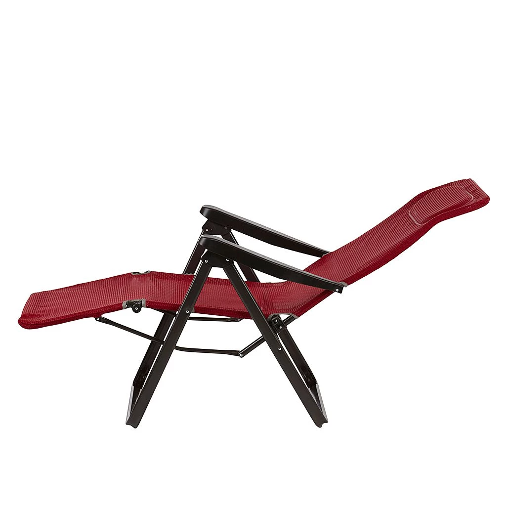 Best Freizeitmöbel Chaise longue Lugano - Tube en acier / Ergotex - Anthracite / Bordeaux – Image 5