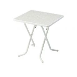Best Freizeitmöbel Table pliante Primo - Carré - Tube en acier / Matériau synthétique blanc