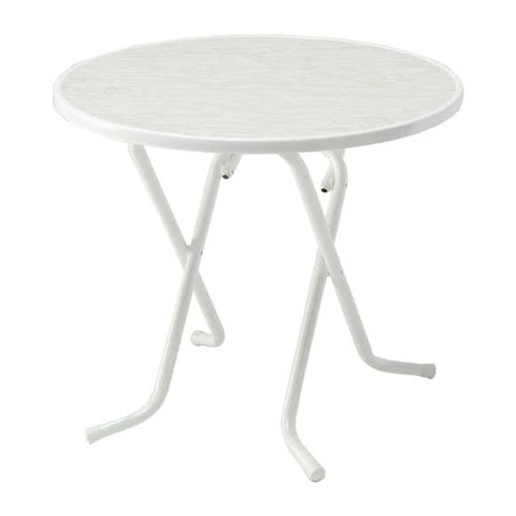 Best Freizeitmöbel Table pliante Primo - Rond (80 cm) - Tube en acier / Matériau synthétique - Blanc